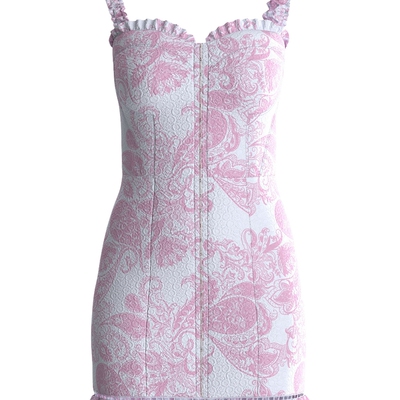 GUESS  女士镂空蕾丝修身束腰吊带连衣裙-W4GK16KCA00