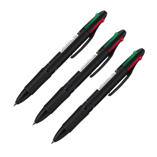 得力多色圆珠笔合一四色彩色油笔中性笔笔水笔多功能多彩画画绿色红色蓝色黑色一体按动式做笔记用专用用途