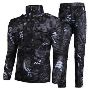 全地形仿生黑色莽纹迷彩服套装男女户外打猎伪装战术劳保工作耐磨