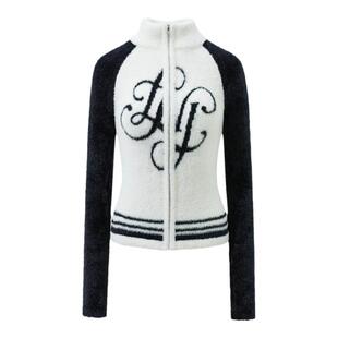 【现货】1NCN 原创 “一起去滑雪吗”插肩袖水貂羽毛纱拉链毛衫