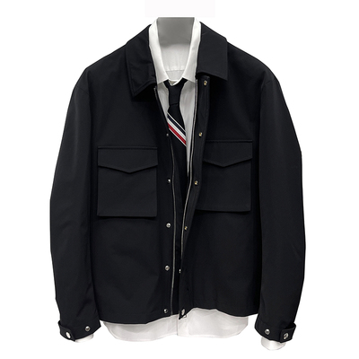 微阔宽松多口袋工装翻领夹克外套