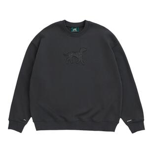 todaynowind 斑点狗毛边贴布刺绣宽松圆领卫衣 简约休闲 今日无风