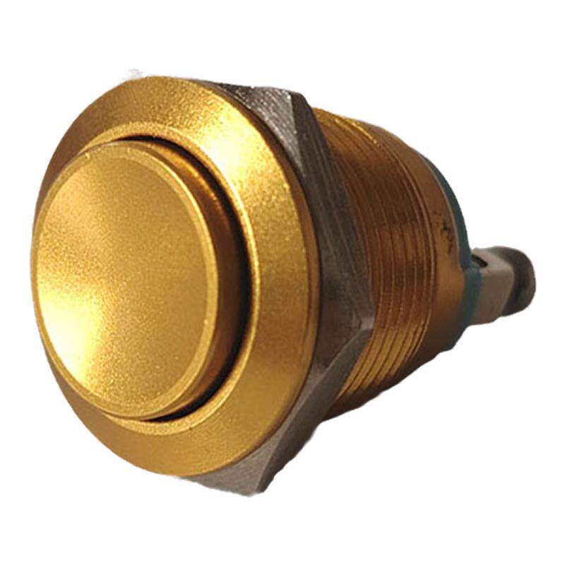 自复位金属按钮开关黄点动19mm