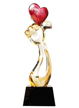 古东东琉璃爱心奖杯定制刻字
