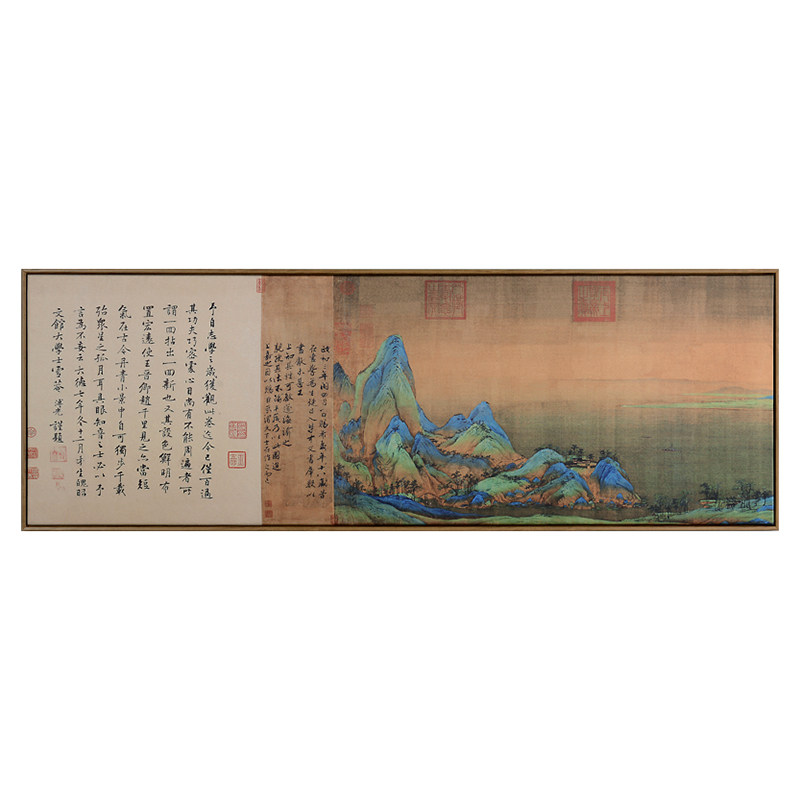 新中式茶室装饰画千里江山艺术画