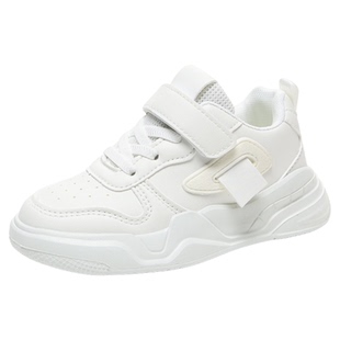 小黄鸭童鞋儿童小白鞋皮面防水男童鞋子校园学生纯白色女童运动鞋