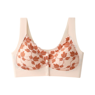 妈妈内衣大胸显小内衣女中老年前扣薄款夏季防下垂大码背心文胸罩