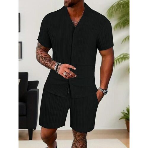 E 21931L Button Short Sleeve Outfit 休闲套装 欧美跨境亚马逊