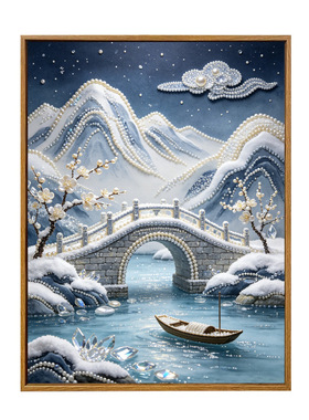 珍珠画帆船风景DIY钻石贴画
