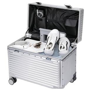 全铝镁合金摄影拉杆箱上翻盖20寸横版静音万向轮机长箱登机行李箱