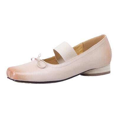 reemoor芭蕾舞猪鼻子牛皮平跟