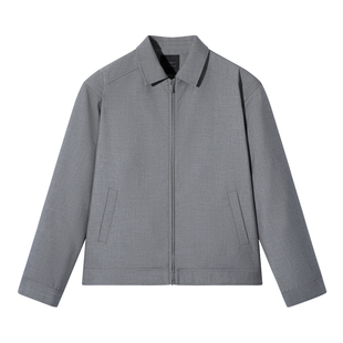 SANBAI 叁佰【知识分子】灰色短款夹克外套男款春季高级简约翻领