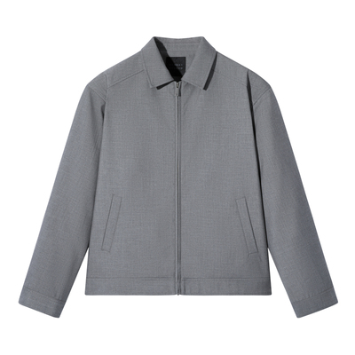SANBAI灰色翻领短款夹克