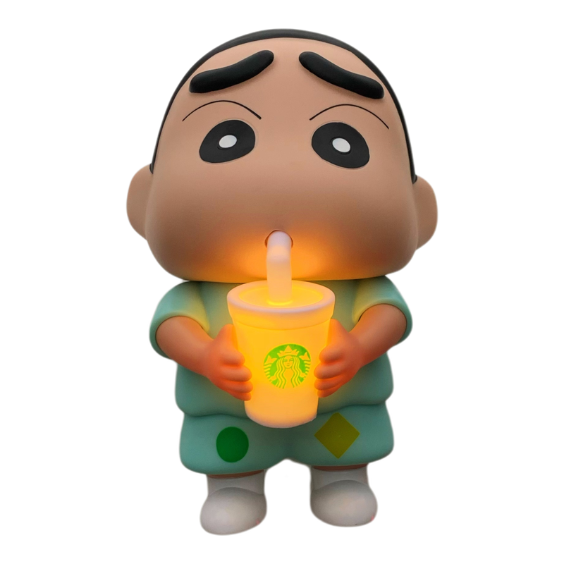 爱喝奶茶的蜡笔小新车尾部挂件可发光车载摆件汽车装饰品公仔创意