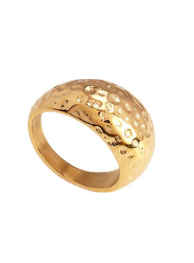 秋冬高级感锤纹钛钢女士宽面戒指