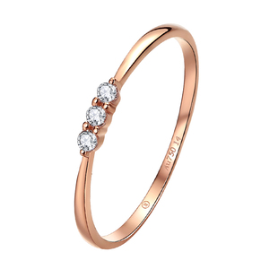 简约精致小清新 玥景18K金玫瑰金彩金幸运排钻锆石女戒指环礼物