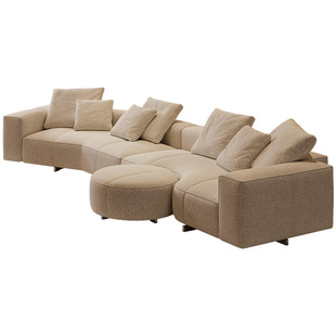 伊夫意式极简沙发弧形棉麻布大户型大平层高定广东佛山2025新款