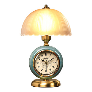 美式复古台灯座钟客厅2026新款轻奢高级感摆钟台式桌面时钟表摆件