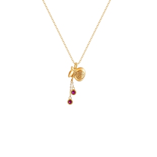 AJIDOU阿吉豆女款玄马迎福系列S925银福袋项链锁骨链新中式毛衣链