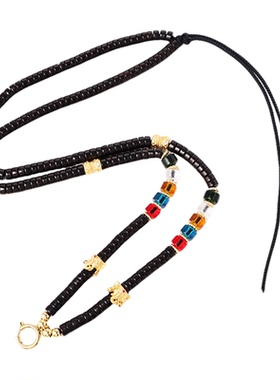 藏式五色琉璃唐卡项链民族风象神