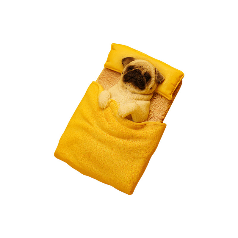 JXK small 单身巴哥 盖被子的巴哥可爱网红萌宠物狗犬摆件冰箱贴