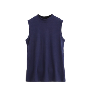 立领螺纹吊带背心女夏季薄款半高领无袖t恤西装内搭针织打底上衣