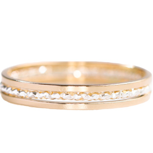 14K包金纯银金银撞色三环戒指女尾戒 高级感小众设计欧美叠戴套戒