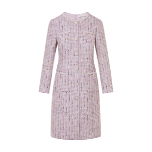 【灵儿同款】LIME莱茵法式优雅小香风粗花呢连衣裙淡紫色千金风裙