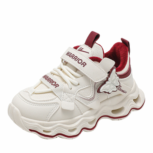 回力童鞋女童二棉鞋加绒2025新款加厚皮面防水大童儿童白色运动鞋