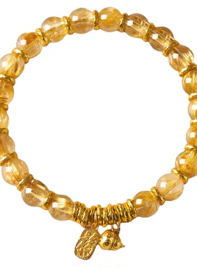 天然金发晶手串金福纳禄好运手链