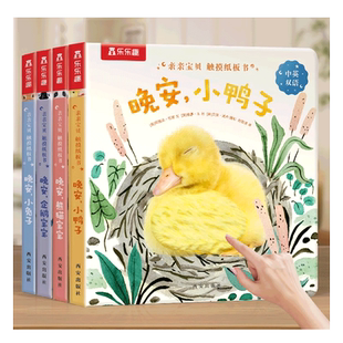 触摸书幼儿早教0-3岁宝宝蒙氏绘本阅读点读版中英双语婴儿晚安小鸭子启蒙乐乐趣亲亲宝贝推拉洞洞1-2睡前纸板益智玩具认知机关绘本
