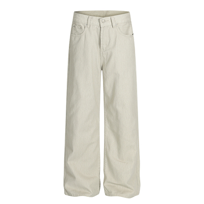 高品质棉高腰A字阔腿牛仔裤