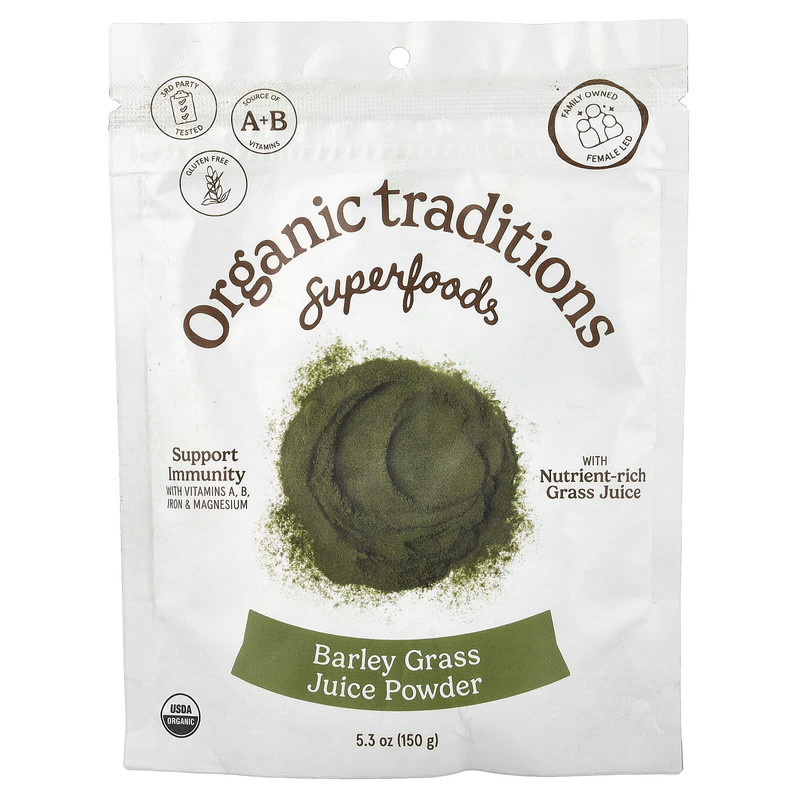 Organic Traditions,大麦草汁粉,5.3 盎司(150 克)