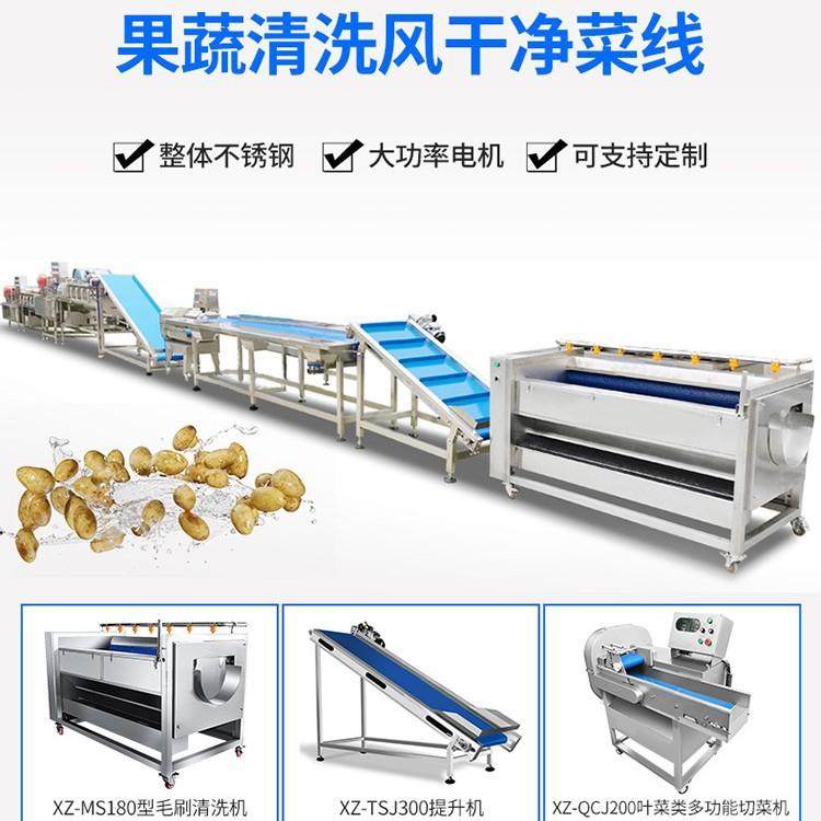 广东旭众净菜全自动化流水线设备中央厨房加工预制菜半成品生产线