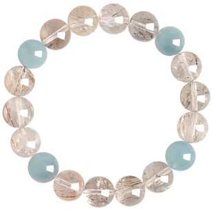 普陀山蓝玉髓黑金超七手链女生天然水晶转运珠小众精致手串送礼物