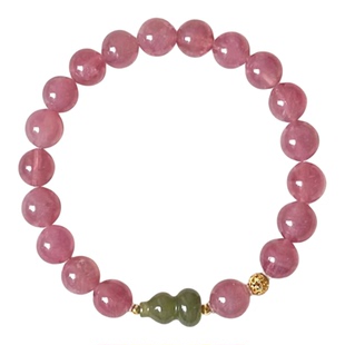 2026普陀山天然石榴石粉水晶手串女和田玉桃花文创串珠送女友手链