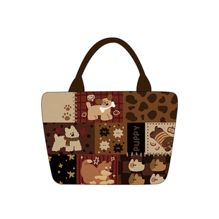 复古可爱小狗手提包上班杂物小拎包外出便携拉链妈咪包女礼物Q358