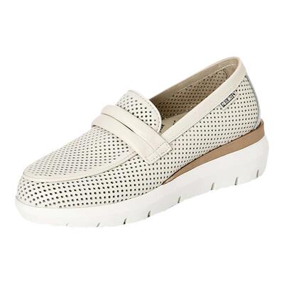 派高雁牛皮中口套脚镂空乐福鞋