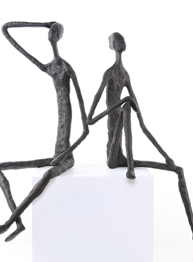 现代简约创意黑色抽象人像雕塑摆件家居客厅样板房售楼处玄关摆设