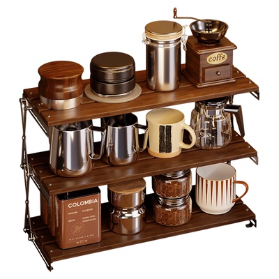 中古风实木折叠置物架杯子收纳架