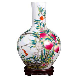 景德镇瓷器陶瓷 新中式青花瓷花瓶客厅摆件 仿古瓷器居家天球瓶