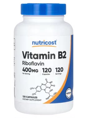 Nutricost维生素B2高含量400mg核黄素膳食补充剂营养素美国进口