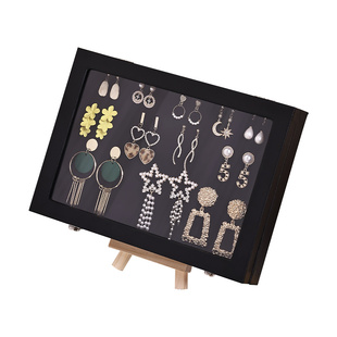 耳环耳饰收纳盒吧唧展示框金属徽章防尘收纳毛毡纪念板胸针展示架