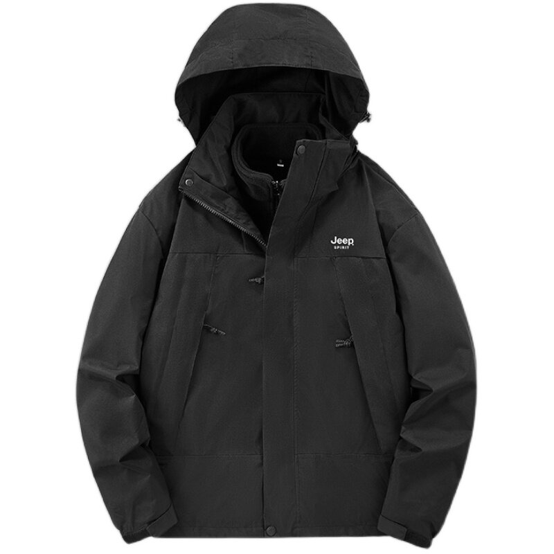 JEEP吉普冲锋衣外套男女三合一可拆卸户外抓绒加厚两件防水登山服