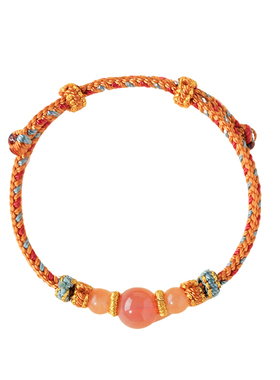 2026年本命年转运红绳天然糖心橘玛瑙手绳编织简约玉石手链节日礼