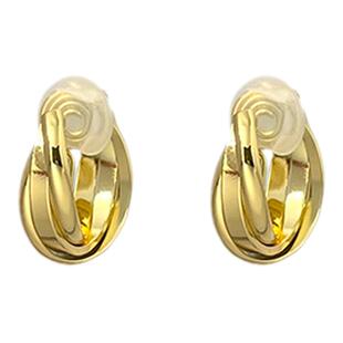 GMI无耳洞金色交叉金属耳夹女欧美轻奢耳饰小众高级感蚊香盘耳环