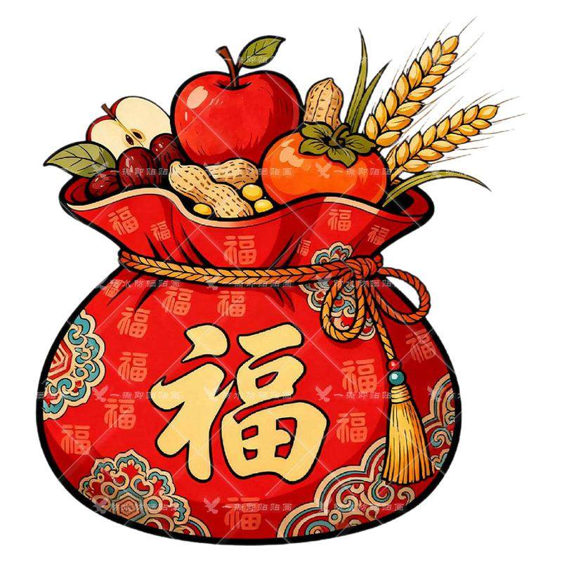 五谷丰登福字招财纳福福袋贴纸厨软装墙贴