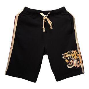 潮流时尚老虎头休闲过膝五分裤宽松运动超火cec短裤男潮牌ins夏季