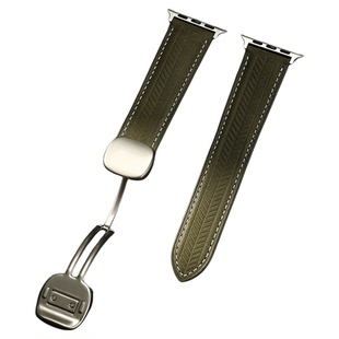 秋冬新款适用苹果iwatch手表表带s11真皮质s10男士ultra3高级感applewatch牛皮9磁吸8腕带7专用6替换商务5432