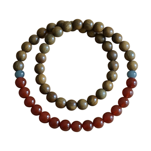 冰镇西瓜绿檀冰透红玛瑙6m双圈手链木手串清凉优雅文艺静心佛珠女